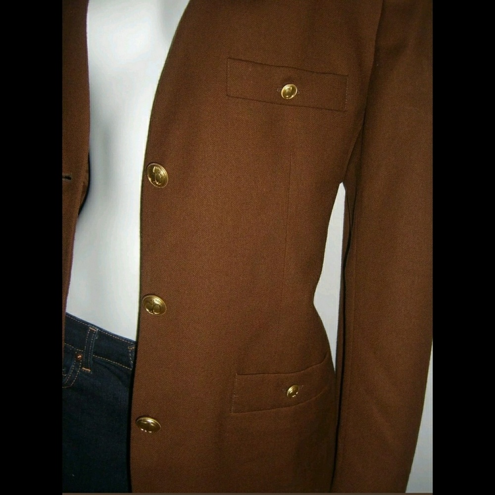 Vintage Christian Dior Blazer Rust Logo Buttons L - Picture 6 of 8